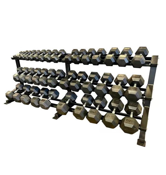 5-100LB Dumbbell Set With 3 Tier 3 Leg Rack